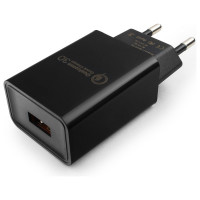 Адаптер питания Cablexpert MP3A-PC-17 QC 3.0 100/220V - 1 USB порт 5/9/12V черный