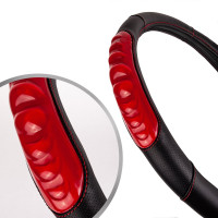 Чехол на руль DSV Black+Red М, искусственная кожа, со вставкой R99302B