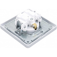 Розетка Systeme Electric Glossa Алюминий с заземлением со шторками с крышкой, IP44 GSL000348