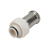 Пресс фитинг с накидной гайкой под евроконус HENCO ПВДФ пресс, белый, 20x3/4" 19PKW-2005