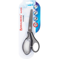 Ножницы BRAUBERG SUPER, 210 мм, серо-черные, 2-х сторонняя заточка 237296