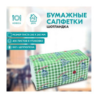 Сыктывкарские салфетки 24x24 см, 1 слой, с рисунком шотландка, зеленая, 400 шт 1Н400 1Н400Р-ШЗ 1001381779