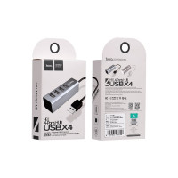 Концентратор Hoco HB1, 4xUSB, серебристый, 6957531038146