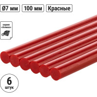 Стержни для клеевого пистолета универсальные красные, 7 мм x 100 мм, 6 штук, TDM ELECTRIC «Алмаз» SQ1024-0504