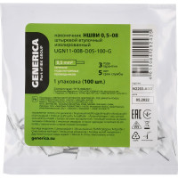 Наконечник ншви GENERICA 0,5-08 0,5мм2 из/фл (100шт/упак) UGN11-008-D05-100-G