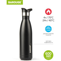 Термобутылка BAROUGE Travel черная, из нержавеющей стали BT-007 600 мл/черный
