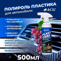 Очиститель-полироль пластика ACG PLAST CARE с ароматом винограда, 500 мл 1014743