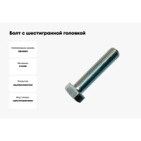 Болт с шестигранной головкой Метизный двор 16x140 DIN 933, 25 шт. 11916140