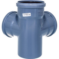 Канализационная крестовина RTP с выходом вперед на 87.5 градусов, 110/110/110, серый 36539