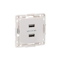 Механизм 2-местной USB розетки EKF PROxima Стокгольм, 2,1А, белый EYR16-028-10-2USB