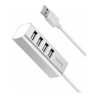 Концентратор Hoco HB1, 4xUSB, серебристый, 6957531038146