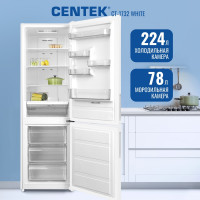 Холодильник Centek multi No-Frost 302 л (78 л/224 л) 595x630x1880 мм (ДхШхВ), А+, GMCC CT-1732 White