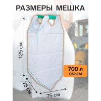 Биг-бэг Форт 75x75x125 см, 2 стропы, верх-открытый, низ-глухой FORT 00010013624 00-10013624