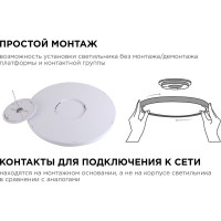 Светодиодный накладной светильник Apeyron spin, 28Вт, 2800Лм, 4000К, ip40, ø300x25, круг, белый, комплект/ 18-130