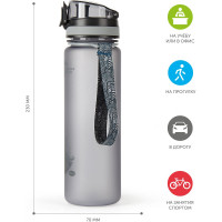 Бутылка для воды BAROUGE ACTIVE LIFE с нескользящим покрытием BP-915/100 600 мл/серый/бутылка