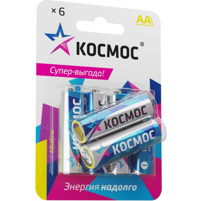 Алкалиновые элементы питания КОСМОС KOCLR6BL6