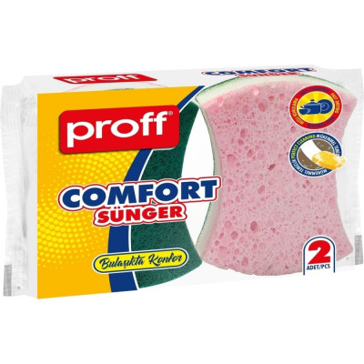 PROFF PLASTIK Губка для мытья посуды 100x65 мм 2 шт/уп КОМФОРТ 