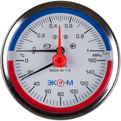 ЭКО-М Термоманометр Экомера с переходником на G1\2 Осевой МД04-80-G-1МПа-160-ОИ