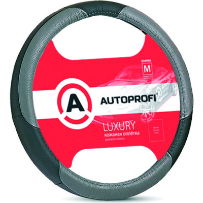 Оплетка руля AUTOPROFI LUXURY AP-1010 BK GY M