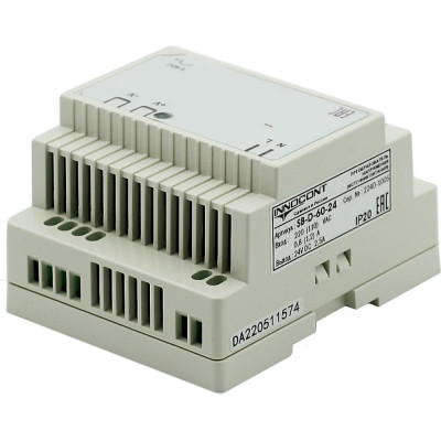 INNOCONT Блоки Питания. Вход: 220VAC, 0.8А, выход: 60W, 24VDC, 2.5A,-10 +50С, IP20, типы защиты: КЗ, перегрузка, перенапряжение SB-D-60-24