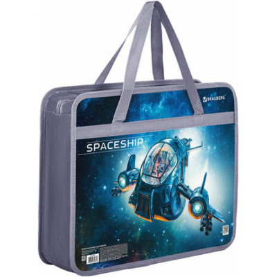 BRAUBERG Папка на молнии с ручками А4, 1 отделение, пластик, 80 мм, Space trip, 270871