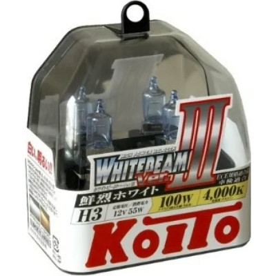 KOITO Лампа высокотемпературная Whitebeam H3 12V 55W (100W) 4000K (комплект 2 шт.) арт. P0752W 7038