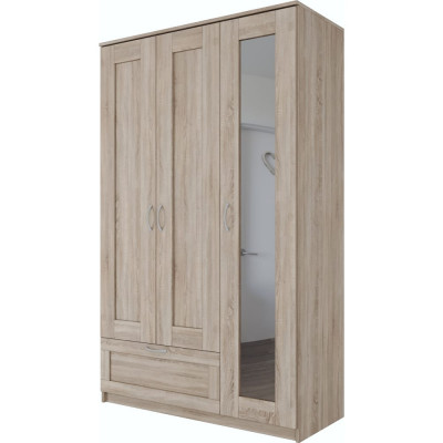 Шведский Стандарт Шкаф СИРИУС, 3 двери и 1 ящик, 117x50x190см, бежевый, Дуб Сонома, 2.02.01.030.3