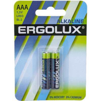 Ergolux батарейка,1.5В LR03 Alkaline BL-2 LR03 BL-2 11743