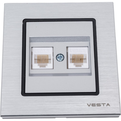 Vesta Electric Розетка Vesta-Electric Exclusive Silver Metallic для сетевого кабеля LAN двойная FRZ00041019SER