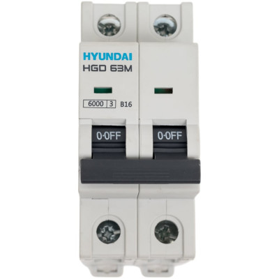 Hyundai Автоматический выключатель HGD63-M 2PMBS0000C 00016 2п, 16А, 6kA, хар-ка B 13.04.001012