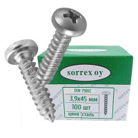 Оцинкованный саморез по металлу SORREX DIN 7981С 3,9х45, 100 шт. 7981С-1-039-045 100