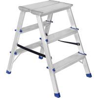 Стремянка STAIRS алюминиевая двухсторонняя с мини-платформой 3 ступени AMP203
