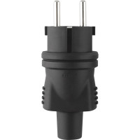Каучуковая прямая вилка duwi с заземлением 16A IP44 черная 27454 4