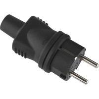 Каучуковая прямая вилка duwi с заземлением 16A IP44 черная 27454 4