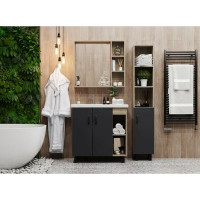 Тумба с раковиной Onika ТИМБЕР 80 напольная, серая мат./дуб сонома, правая 108046