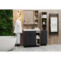 Тумба с раковиной Onika ТИМБЕР 80 напольная, серая мат./дуб сонома, правая 108046