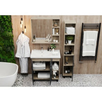 Тумба с раковиной Onika ТИМБЕР 80 напольная, серая мат./дуб сонома, правая 108046