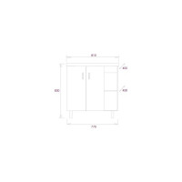 Тумба с раковиной Onika ТИМБЕР 80 напольная, серая мат./дуб сонома, правая 108046