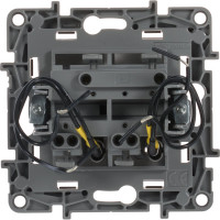 Выключатель Legrand двухклавишный с подсветкой/индикацией Legrand Etika 10А 250В безвинтовые зажимы антрацит 672604