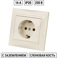 Розетка TDM ELECTRIC 2П+З 16А 250В слоновая кость Лама SQ1815-0123