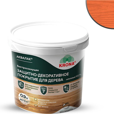 Защитно-декоративный лак для дерева KRONA Аквалак (махагон осенний; 0,9 л) 66361202