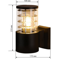 Настенный накладной светильник duwi Nuovo, 1хЕ27х60Вт, IP65, 175х108х220мм, алюминий/стекло, черный 24393 9