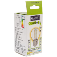 Светодиодная лампа General Lighting Systems Филамент прозрачный E27 10Вт 230В 910Лм 2700К Теплый белый свет Шар GLDEN-G45S-12-230-E27-2700 661012