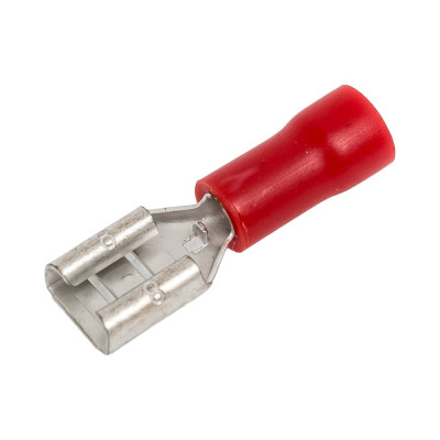 Плоский изолированный наконечник KLR RRD-1488 с манжетой мама 4,8x0,8 Красный НУ=100шт 6501489