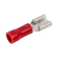 Плоский изолированный наконечник KLR RRD-1488 с манжетой мама 4,8x0,8 Красный НУ=100шт 6501489