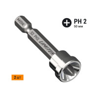 Бита с ограничителем для гипсокартона LIMITER (2 шт; PH2х50 мм; карта; E6.3) NOX 565002