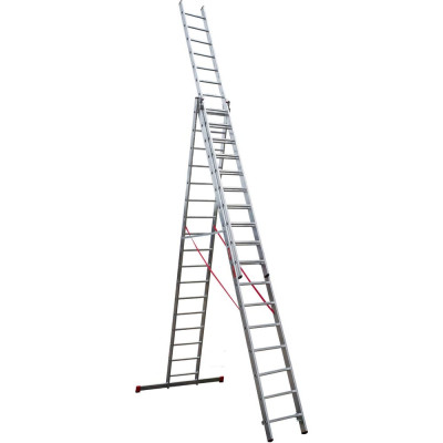 Алюминиевая трёхсекционная профессиональная лестница Новая Высота Проф 3x17 перекладин 604317