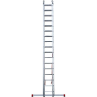 Алюминиевая трёхсекционная профессиональная лестница Новая Высота Проф 3x17 перекладин 604317
