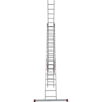 Алюминиевая трёхсекционная профессиональная лестница Новая Высота Проф 3x17 перекладин 604317
