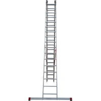 Алюминиевая трёхсекционная профессиональная лестница Новая Высота Проф 3x17 перекладин 604317